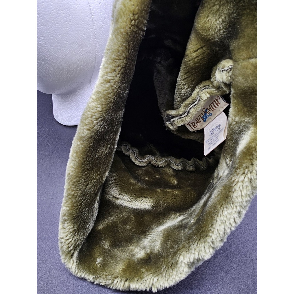 Travel Smith Womens Faux Fur Lined Winter Bucket Hat Army Green - Picture 8 of 8